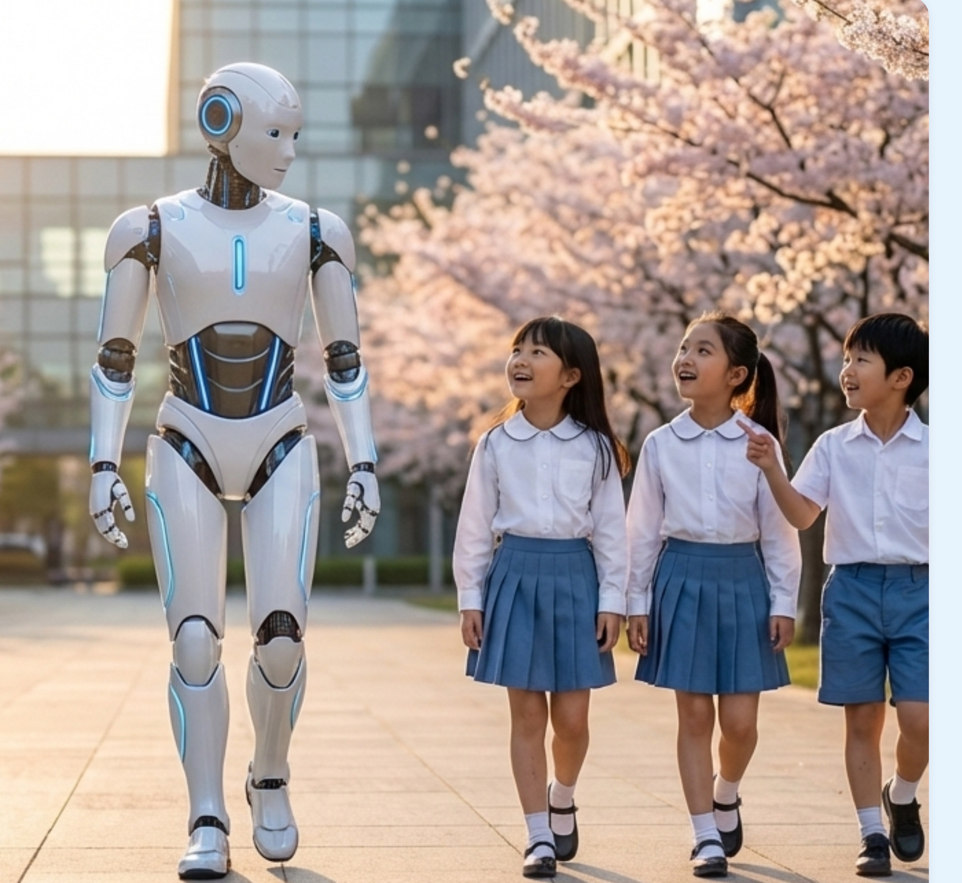 Kids with robots at school
